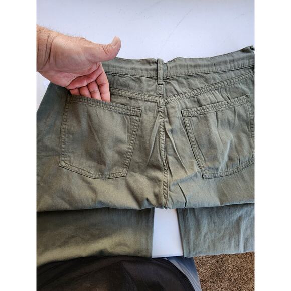 Old Navy Drapey Drawcord Wide Leg Pants Womens Size 12 Petite Green Cotton Boho - Picture 6 of 16